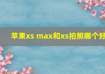 苹果xs max和xs拍照哪个好